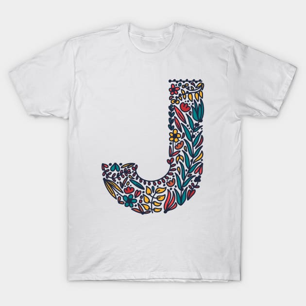 Tropical Letter J T-Shirt by Cascade Patterns